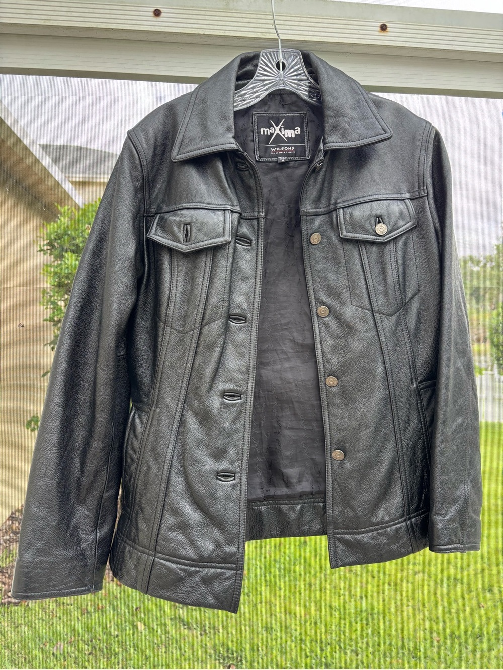 Wilsons Black Leather MAXIMA Jean jacket Style Jacket